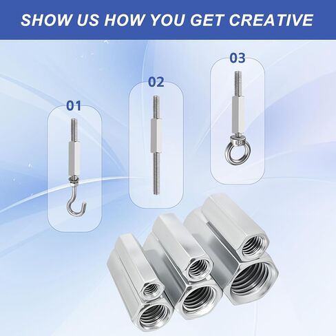 Hex Coupling Nuts, 3/8-16 UNC 30mm/1.18" Length, 12 Pack 304 Stainless Steel Rod Coupling Nut for Threaded Rods & Studs in Saudi Arabia