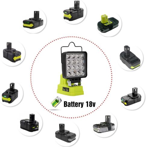 Cordless LED Work Light, 38W LED Work Light with USB A C Ports Adjustable Brightness for Emergency Workshop in Kuwait