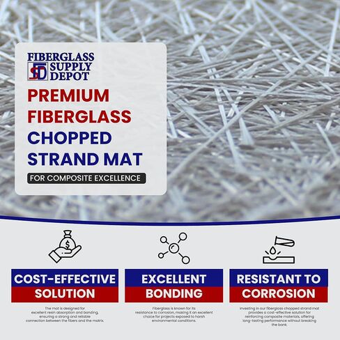 مستودع توريد الألياف الزجاجية حصيرة حبلا مفرومة من الألياف الزجاجية 2 أونصة كاملة | 50 بوصة عرض × 165 قدم طول | 55 ياردة توالت | وضع اليد، أو التعبئة بالتفريغ، أو راتنجات البوليستر أو الفينيل إستر in Kuwait