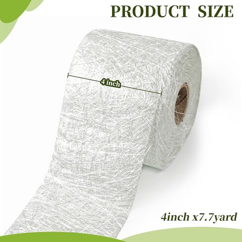 حصيرة من الألياف الزجاجية المفرومة 2 لفات 15.4 ياردة - عرض 4 بوصة، 1.5 أونصة، طقم إصلاح ألياف زجاجية قوية للتعزيز الهيكلي، سهلة الاستخدام (فضي، 4 بوصة × 15.4 ياردة) in Kuwait