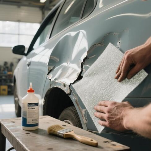 حصيرة من الألياف الزجاجية المفرومة 2 لفات 15.4 ياردة - عرض 4 بوصة، 1.5 أونصة، طقم إصلاح ألياف زجاجية قوية للتعزيز الهيكلي، سهلة الاستخدام (فضي، 4 بوصة × 15.4 ياردة) in Kuwait