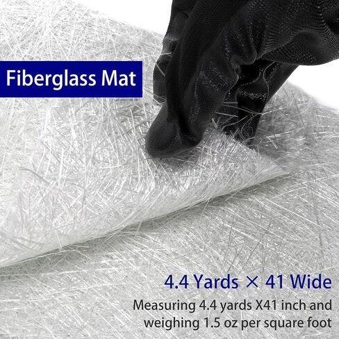 ZENFUN Fiberglass Mat, 4.4 Yards × 41" Wide Fiber Glass Chopped Strand Mat, 1.5 oz Fiberglass Cloth, Fiber Glass Sheet, Strong Repair Function- Suit for Surfaces and Reinforces Repairs in Saudi Arabia