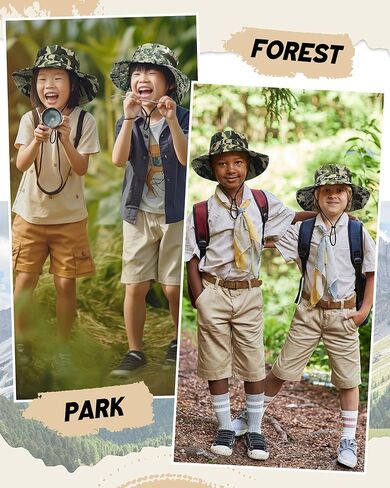 Neer 3 Pcs Sun Hat Safari Fishing Hats Camo Bucket Cap Camo Boonie Cap UV Sun Protection Packable for Camping Summer Outdoor in Saudi Arabia
