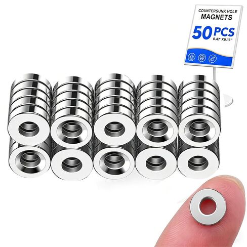 50pcs of 12X3-4Mm Pre-Drilled Flush Magnets - Versatile Disc Magnets Suitable for Home Decor and Sign Installation (Easy to Screw in) in Saudi Arabia