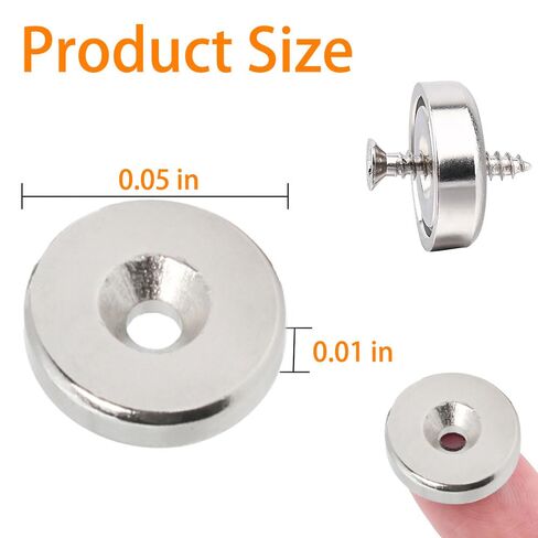 50pcs of 12X3-4Mm Pre-Drilled Flush Magnets - Versatile Disc Magnets Suitable for Home Decor and Sign Installation (Easy to Screw in) in Saudi Arabia