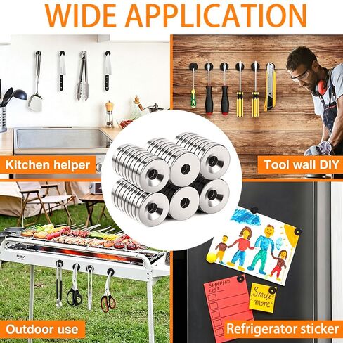 50pcs of 12X3-4Mm Pre-Drilled Flush Magnets - Versatile Disc Magnets Suitable for Home Decor and Sign Installation (Easy to Screw in) in Saudi Arabia