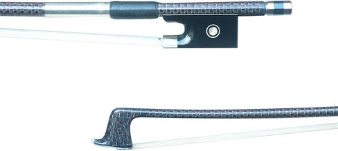 كمان من ألياف الكربون المضفر باللون الأحمر 4/4 فيونكة مع ضفدع من خشب الأبنوس، مثبت على النيكل الفضي 62-63 جرام in Kuwait