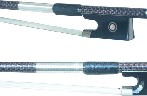 كمان من ألياف الكربون المضفر باللون الأحمر 4/4 فيونكة مع ضفدع من خشب الأبنوس، مثبت على النيكل الفضي 62-63 جرام in Kuwait