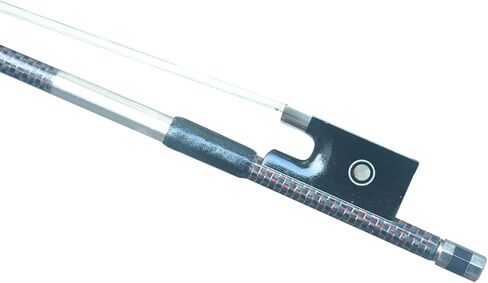 كمان من ألياف الكربون المضفر باللون الأحمر 4/4 فيونكة مع ضفدع من خشب الأبنوس، مثبت على النيكل الفضي 62-63 جرام in Kuwait