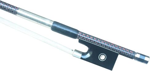 كمان من ألياف الكربون المضفر باللون الأحمر 4/4 فيونكة مع ضفدع من خشب الأبنوس، مثبت على النيكل الفضي 62-63 جرام in Kuwait