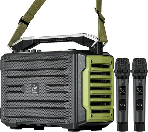 WinBridge Professional All-in-One Portable PA System: Outdoor Karaoke Machine, 200W Waterproof Bluetooth Speaker with 2 Wireless Microphones | Voice Amplifier for Sing Party Public Speaking in Kuwait
