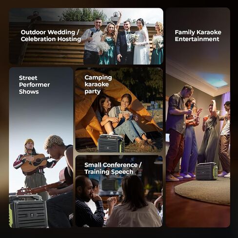 WinBridge Professional All-in-One Portable PA System: Outdoor Karaoke Machine, 200W Waterproof Bluetooth Speaker with 2 Wireless Microphones | Voice Amplifier for Sing Party Public Speaking in Kuwait