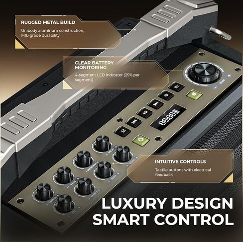 WinBridge Professional All-in-One Portable PA System: Outdoor Karaoke Machine, 200W Waterproof Bluetooth Speaker with 2 Wireless Microphones | Voice Amplifier for Sing Party Public Speaking in Kuwait