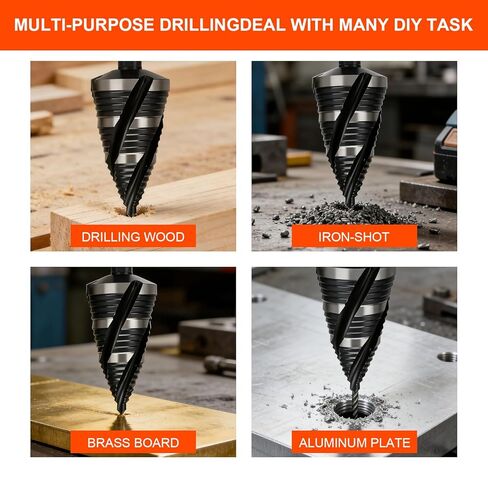 5 Pcs Four Spiral Flute Step Drill Bit Set & 5 Pcs Countersink Drill Bits with Tool Box,HSS Step Bit with Aluminum Case for DIY, Metal, Aluminum, Wood, Plastic in Kuwait