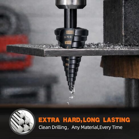 1/4" - 2" Large Step Drill Bit, High Speed Steel, Double Flute for Powerful Cutting Through Iron, Copper, Aluminum, Wood & Plastic in Saudi Arabia