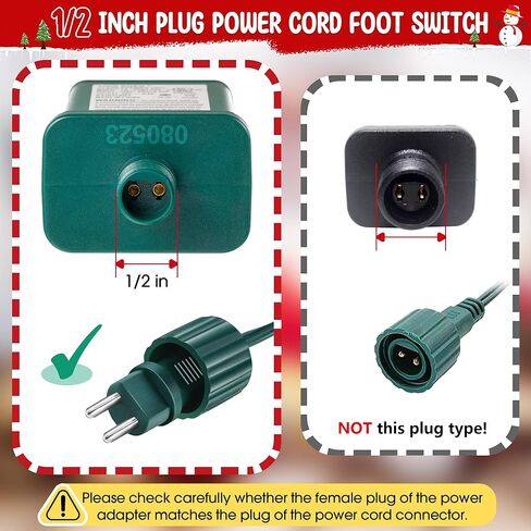 Meonum 1/2 inch Plug Extension Cord for Christmas Tree Lights, Foot Switch 9 Light Modes, 15FT Extension Cord Foot Pedal Compatible with TS-8W29V TS-12W29V TS-13W29V TS-18W29V TS-26W29V TS-48W29V in Saudi Arabia
