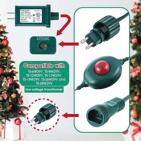 Meonum 1/2 inch Plug Extension Cord for Christmas Tree Lights, Foot Switch 9 Light Modes, 15FT Extension Cord Foot Pedal Compatible with TS-8W29V TS-12W29V TS-13W29V TS-18W29V TS-26W29V TS-48W29V in Saudi Arabia