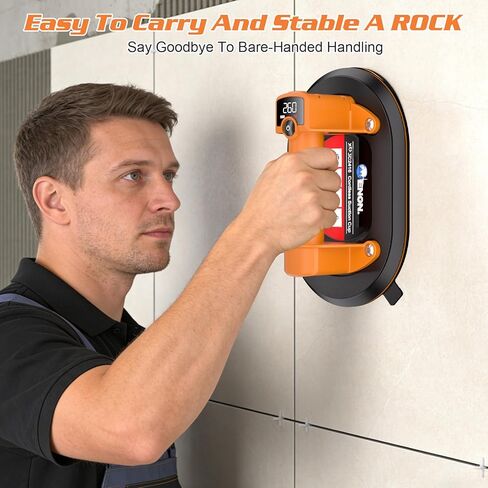 Electric Vacuum Suction Cup Lifter with 440 lb Maximum Load Capacity, LCD Display for Suction Power & 4500 mAh Battery,3 Adjust Level in Kuwait