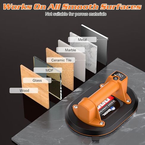 Electric Vacuum Suction Cup Lifter with 440 lb Maximum Load Capacity, LCD Display for Suction Power & 4500 mAh Battery,3 Adjust Level in Kuwait