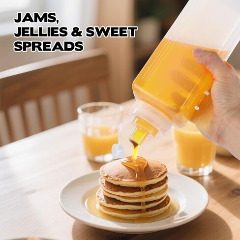 4 عبوات من زجاجات ضغط البهارات الكبيرة بحجم 1 كيو تي للصلصات، زجاجات توزيع سوائل واسعة الفم بغطاء، للكاتشب والتاكو والمارينارا والمعكرونة والشواء والإسباجيتي وصلصة الطماطم وتصميم على مستوى المطاعم in Kuwait