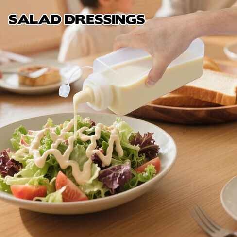 4 عبوات من زجاجات ضغط البهارات الكبيرة بحجم 1 كيو تي للصلصات، زجاجات توزيع سوائل واسعة الفم بغطاء، للكاتشب والتاكو والمارينارا والمعكرونة والشواء والإسباجيتي وصلصة الطماطم وتصميم على مستوى المطاعم in Kuwait