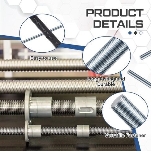 Zonon 4 Pcs 5/8"-18 Fully Threaded Rods 36" Length Galvanized Steel Right Hand Coarse All Threaded Rods Studs Zinc Plated for Construction Repair and DIY Projects Furniture Anchor Bolts Hangers in Saudi Arabia