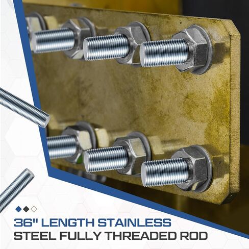 Zonon 4 Pcs 5/8"-18 Fully Threaded Rods 36" Length Galvanized Steel Right Hand Coarse All Threaded Rods Studs Zinc Plated for Construction Repair and DIY Projects Furniture Anchor Bolts Hangers in Saudi Arabia