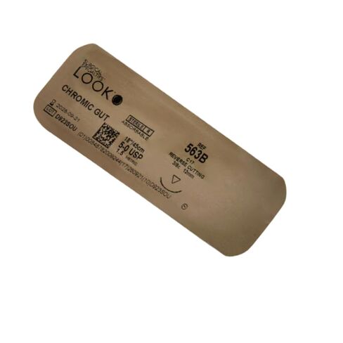 Look 563B Suture، قناة كرومية، مقاس 5-0، إبرة C-17، دائرة 3/8 بوصة، طول 18 بوصة (عبوة من 12 قطعة) in Kuwait