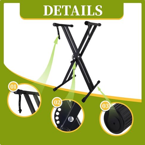 ZHRUNS Piano Keyboard Stand X-Shape Heavy-Duty Adjustable, Fits 54-88 Key Electric Pianos, Portable Digital Piano Stand Black in Kuwait