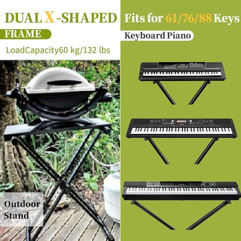 ZHRUNS Piano Keyboard Stand X-Shape Heavy-Duty Adjustable, Fits 54-88 Key Electric Pianos, Portable Digital Piano Stand Black in Kuwait