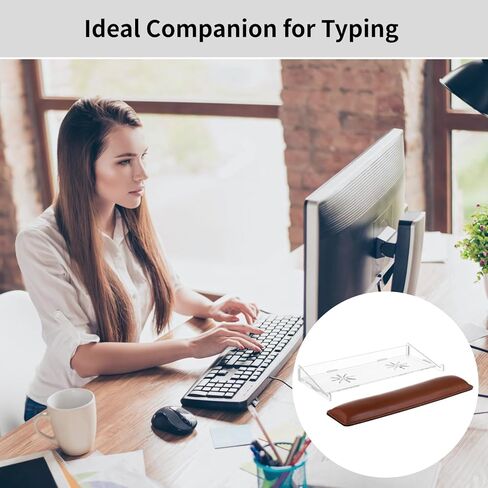 Acrylic Keyboard Riser, 13.6×6.3×1.8" Anti-Slip Keyboard Stand with Leather Wrist Rest, Ergonomic Keyboards Holder for Comfort and Support, Fits Different Keyboards in Saudi Arabia