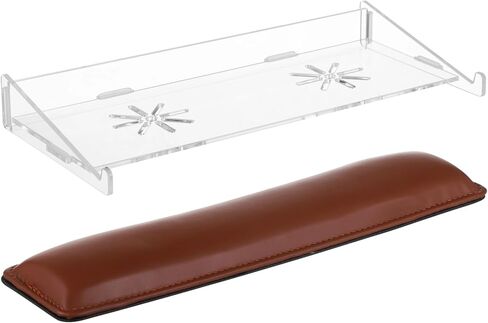 Acrylic Keyboard Riser, 13.6×6.3×1.8" Anti-Slip Keyboard Stand with Leather Wrist Rest, Ergonomic Keyboards Holder for Comfort and Support, Fits Different Keyboards in Saudi Arabia