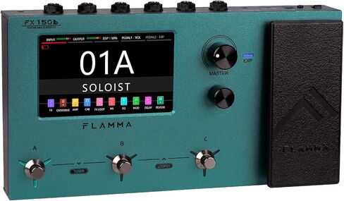 FLAMMA FX150B Multi Effects Processor Battery Powered Electric Guitar Pedal with Amp Modelling Cabinet Simulation Global EQ Touchscreen 160 Built-in Effects 180 Editable User Effects Slots Looper in Kuwait