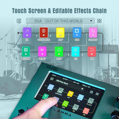 FLAMMA FX150B Multi Effects Processor Battery Powered Electric Guitar Pedal with Amp Modelling Cabinet Simulation Global EQ Touchscreen 160 Built-in Effects 180 Editable User Effects Slots Looper in Saudi Arabia