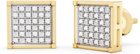 مجموعة RomazzlingRock 0.10 قيراط (CTW) الفضة الاسترليني 18K الذهب الأصفر المطلي بالأقراط على شكل مزودة بأقراط 1/10 CT in Saudi Arabia