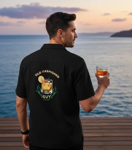 Weekender Men's Hawaiian Embroidery Shirt -Old Fashioned Guy in Kuwait