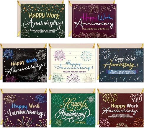 Fancy Land Work Anniversary Cards 24 Pack Embossed Business Employee Appreciation Cards with Envelopes Encouragement Work Team Greeting Cards Blank Inside in Kuwait