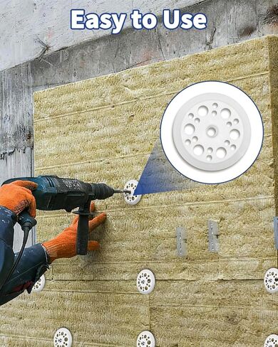 100 قطعة من غسالات بلاستيكية مقاس 1.77 بوصة - مثبتات لوح إسفنجي من مادة البولي بروبيلين 45 مم، غسالات عازلة لتثبيت وتثبيت الرغوة الصلبة ونشر الحمل (أ، 100) in Kuwait