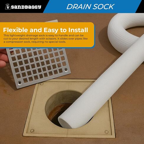 Sandbaggy Drain Pipe Sock - Filter Sleeve for Drainage (4, White, 4-inch x 100 ft) in Kuwait