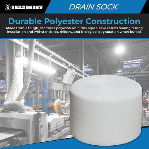 Sandbaggy Drain Pipe Sock - Filter Sleeve for Drainage (4, White, 4-inch x 100 ft) in Kuwait