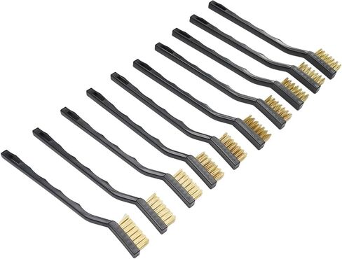 10-Pack Stainless Steel & Copper Wire Brush for Rust Removal, 7-Inch Hand Tool with Curved Ergonomic Handle, Cleaning Brush for Machinery and Molds(Copper wire) in Kuwait