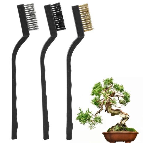 Wire Brush Set with Ergonomic Non-Slip Plastic Handle Steel Gardening Cleaning Tool Ideal for Bonsai Tree Trunk Burr Narrow Space Hanging Storage Design in Kuwait