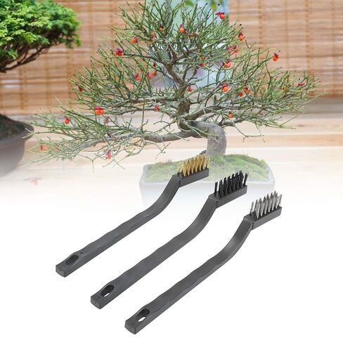 Wire Brush Set with Ergonomic Non-Slip Plastic Handle Steel Gardening Cleaning Tool Ideal for Bonsai Tree Trunk Burr Narrow Space Hanging Storage Design in Kuwait