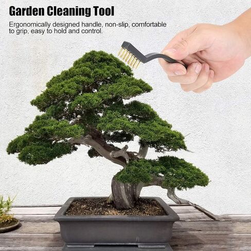 Wire Brush Set with Ergonomic Non-Slip Plastic Handle Steel Gardening Cleaning Tool Ideal for Bonsai Tree Trunk Burr Narrow Space Hanging Storage Design in Kuwait