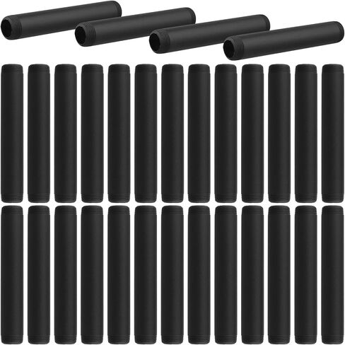 30 PCS Black Metal Pipe, 3/4 x 6 Inches Steel Threaded Pipes Nipples Galvanized Finish for Furniture, DIY Project Industrial Vintage Style, Decoration in Kuwait