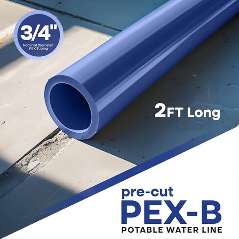 عصا أنبوب PEX-B مقاس 3/4 بوصة × 2 قدم، أنابيب Pex زرقاء لخط مياه الشرب وسباكة الماء الساخن، للاستخدام الداخلي/الخارجي in Kuwait
