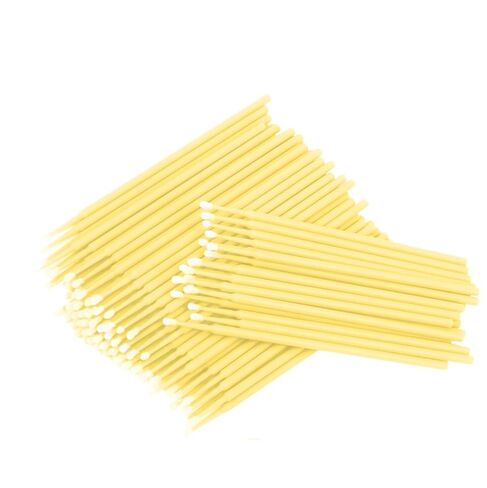 400 Fine Micro Applicator Brushes - Disposable Dental Microbrushes with Bendable Tip - Microswabs for Eyelash Extensions - Microbrush Applicator Sticks with Cotton Tip (Yellow, 4 Tubes of 100) in Saudi Arabia