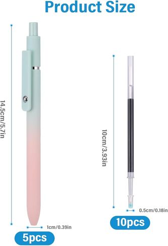 5 Pcs Gel Ink Pens, 0.5mm Fine Point Black Ink Ballpoint Pens, Metal Clip Retractable Pens, Quick Drying Pens for Smooth Writing (Morandi) in Kuwait