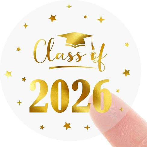 Graduation Stickers Class of 2025 Stickers 120PCS Gold Foil Stickers 1.6 Inch Transparent Graduation Party Favors Stickers for Envelope Seals Card Graduation Decorations in Kuwait