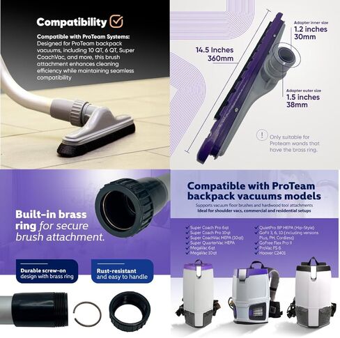 Replacement Wand+Floor+Carpet Brush. Compatible with ProTeam vacuum backpack and Hoover vacuum cleaner C2401-Commercial cleaner tool set for backpack systems; fits Super Coach Pro and Shoulder Vac Pro in Kuwait